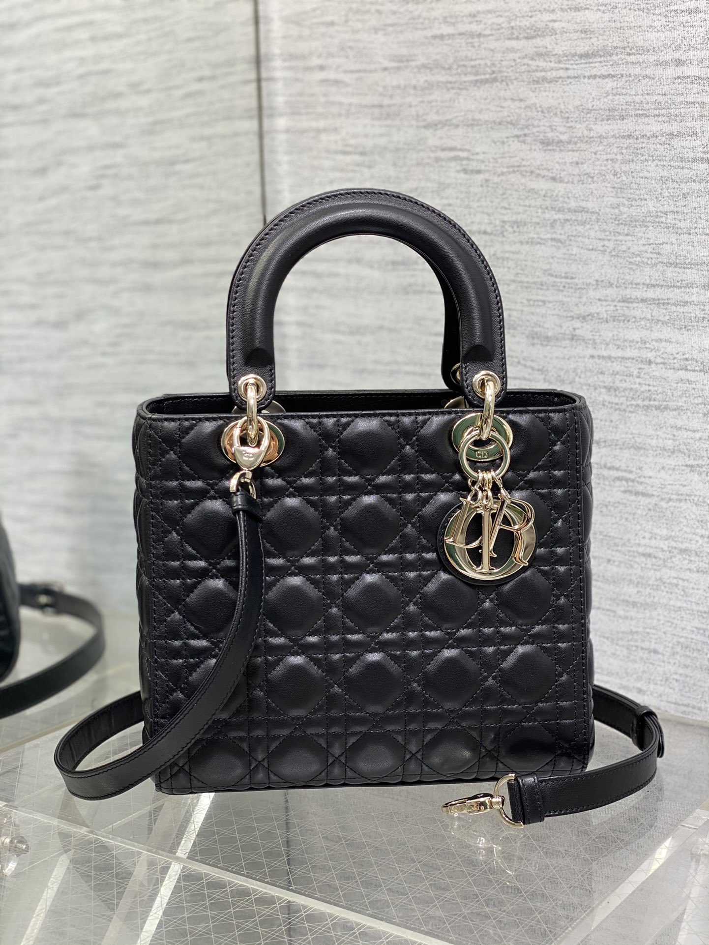 Medium Lady Dior Bag Black Cannage Lambskin